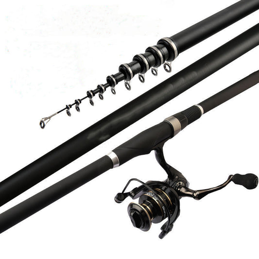 Fishing rod and reel set on a white background
