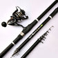 Fishing rod and reel set on a white background