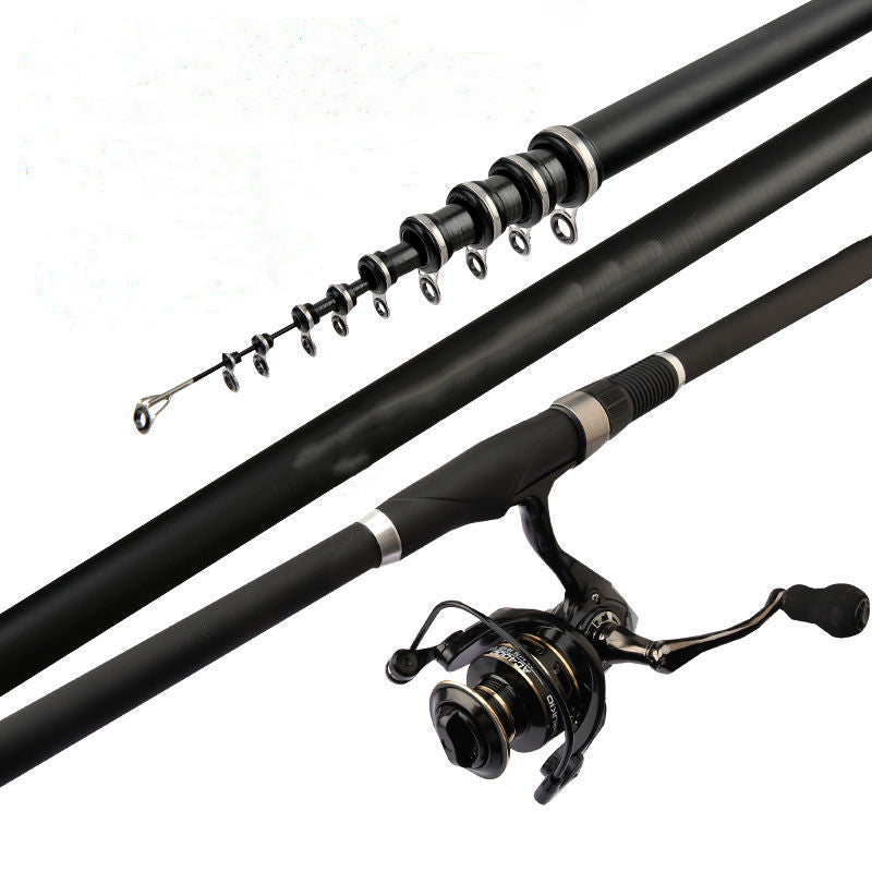 Fishing rod and reel set on a white background